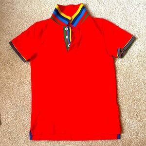 Mini Boden Red Polo Shirt with Multicolor Stripes